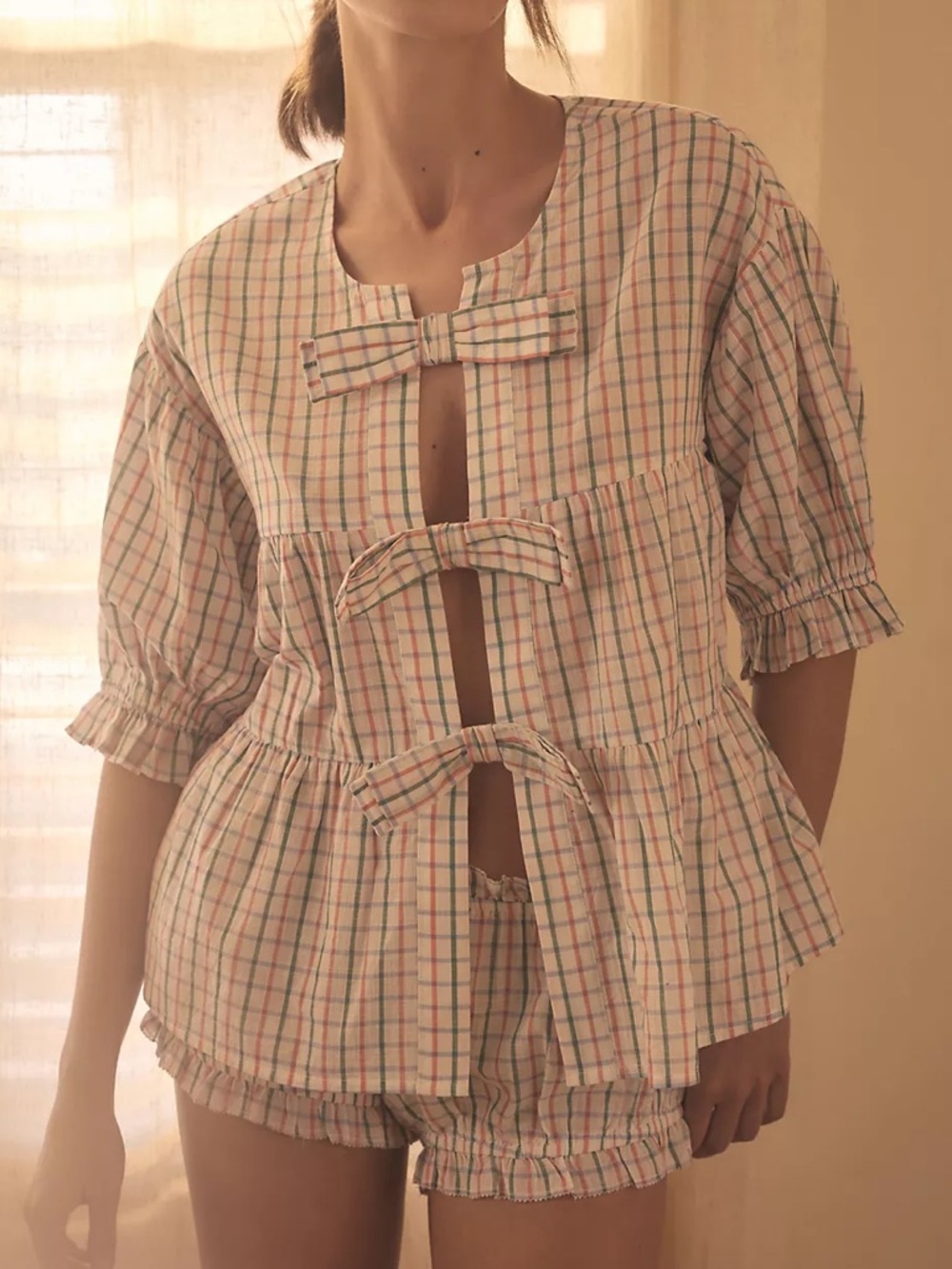 By Anthropologie Bow-Front Tiered Top Size Large- Sold Out Style